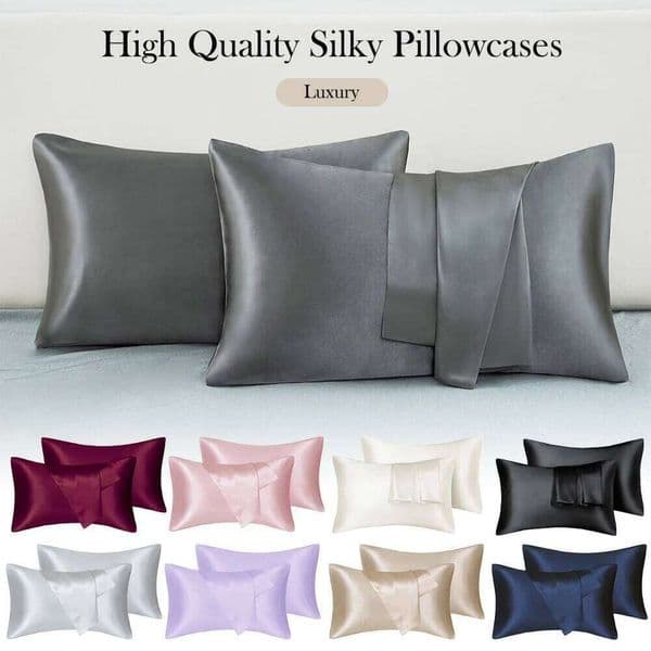 Pillow Case 2pcs/set Solid Satin Skin Care Pillowcases Hair Anti Case Queen Size Envelope Pillow Covers for Home Hotel Travel 26H0324