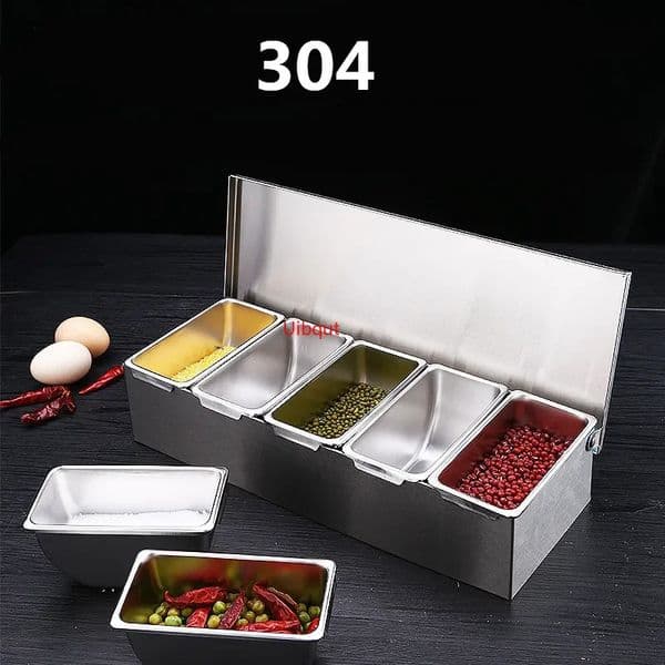 High quality 304 Stainless Steel Seasoning Box el Restaurant chef Seasoning Box With Lid Storage Box Household Seasoning Tank 260318BJ