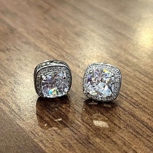 live broadcast features new products: full-diamond square stud fashionable ultra-shiny simulated diamond Moissanite earrings exquisite platinum earrings