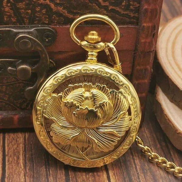 Luxury Mechanical Pocket Watch Men Women Skeleton Flower Case Roman Numerals Dial Clock Gifts Relojes De Bolsillo Mecanicos