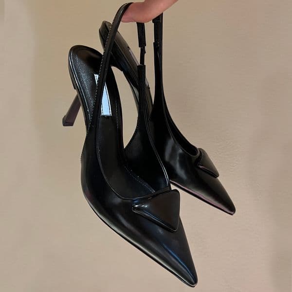 shoe designer woman high heels womens Sandals Dress Shoes 7.5CM heels leather slingback pumps black white Nude patent Modellerie Pointed Toe Slingback Pump