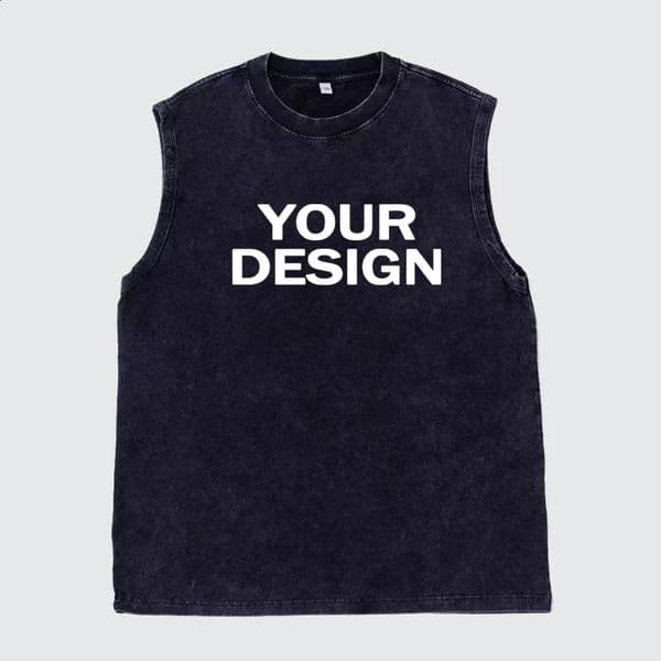 Vintage Wash Custom Print Y2K Mens Womens Top 100 Cotton Vintage Black Mens Hip Hop Punk Sleeveless T-Shirt Gothic Vest 260319