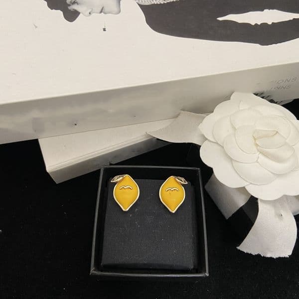 Gold Plated Designer Double Letter Stud Hook Yellow Leaf Geometric Famous Women Luxury Earring Wedding Party Gift Jewelry