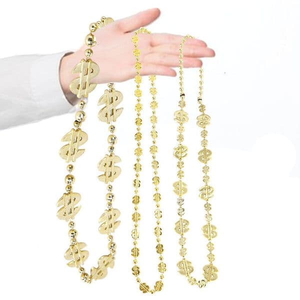 2026 new new crossborder dollar sign necklace holiday nightclub bar trendy accessory gold currency element pendant bead chain designer