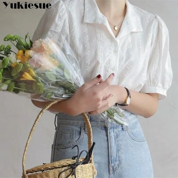 Shirts Women Allmatch VNeck blouse shirts and tops Korean Style Womens Clothing Elegant Solid Color Leisure Chiffon blouses 260324