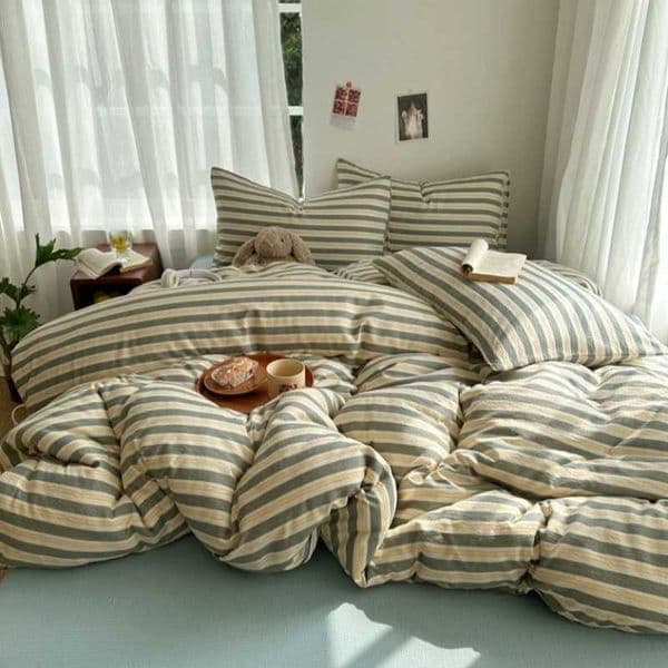 2026 New Skin-friendly Cloud Double-layer Gauze Feng Shui Washable Cotton Quilt Cover Striped Checkered Skin-friendly Duvet C260324