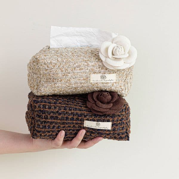 Tissue Box French Style Camellia Decorative For Living Room Coffee Table Light Luxury High-End Desktop Storage Tissue Bag