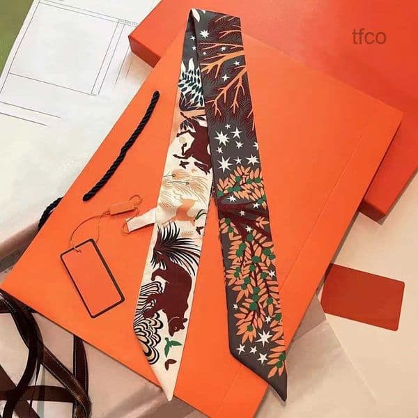 Fashion Women Silk Scarf Multi-purpose Designer Small Silk Scarf Handbag Handle Decoration Headband 5x90cm MJ2Z
