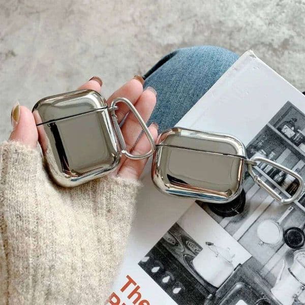 Electroplate Earphone 1 3 2 Protective Cover For Airpods Pro Case Silver TPU With Keychain Box 26L0324