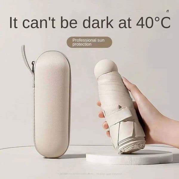 Capsule Umbrella Small Portable Solid Color Sunshade for Women and Rain Dual Use Protection 26Y0324