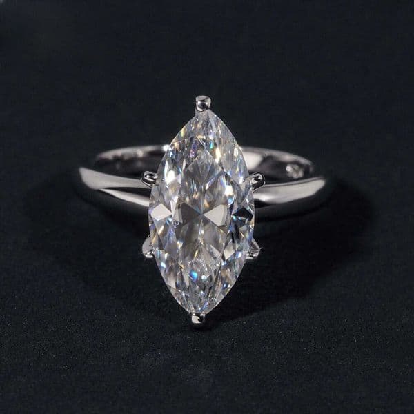 925 Sterling Silver 8x16MM 4CT Marquise Cut Simple Six Claws Engagement Wedding Moissanite Ring Party Gifts ng