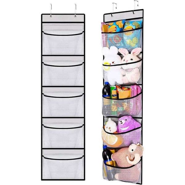 Foldable Wall Hanging Shelves Over The Door Clothes Storage Closet with 5 Pockets Organizer for Bedroom Bathroom 26Y0324