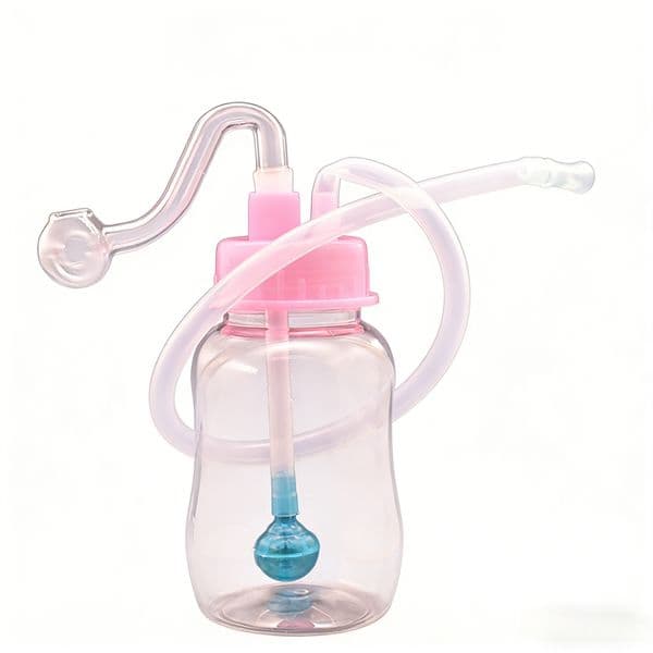 Travel colorful mini plastic water oil burner pipe Smoking Water bong bottle Pipes with glass Oil Bowls and flexible silicone hose straw