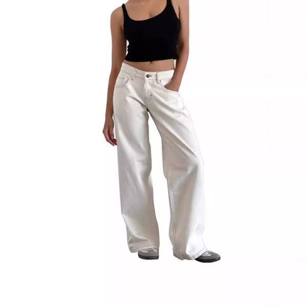 American Retro Low Waist Non-Stretch Washed Straight Women, New Autumn Street Style Wide Leg Jeans for Women