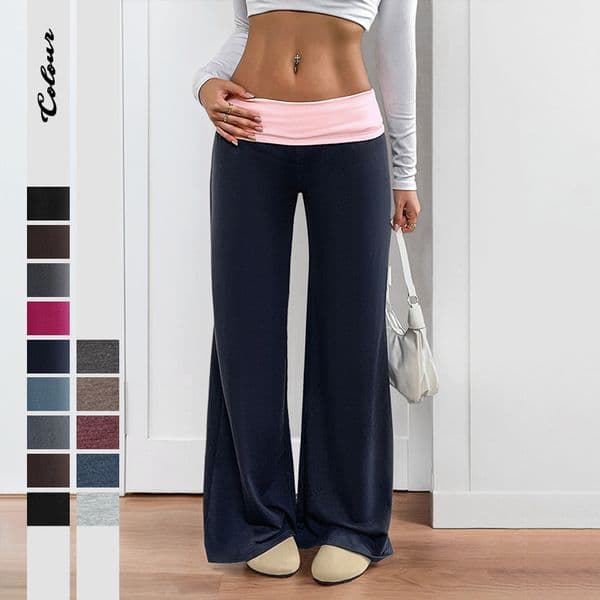 100% Clothing 2025 Summer New European and American Cross-Border Low-Waist Color-Block Casual Sports Wide-Leg Pants