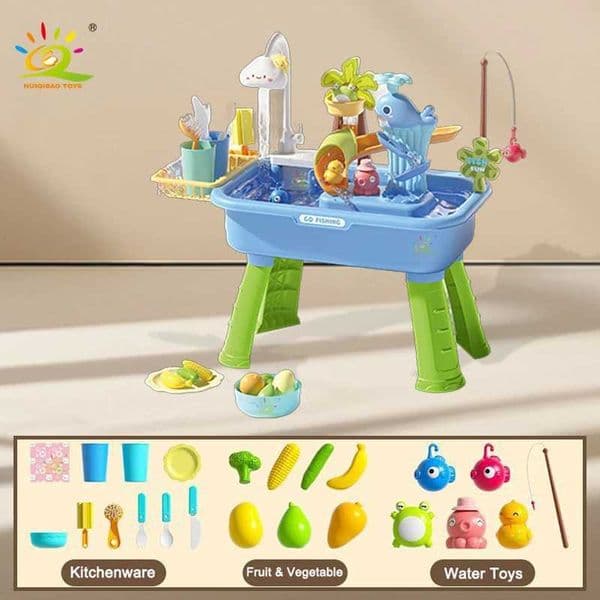 2026 New Childrens Kitchen Electric Fun Play Water Wash Basin Fishing Dishwashing Home Role Playing Baby Early Education Toys S251230 Toy