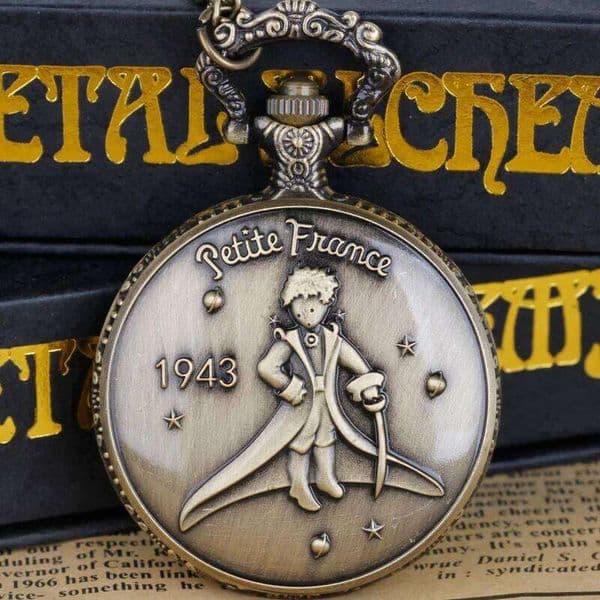 Unisex Classic Bronze Prince Pocket Watch with chain Necklace pendant gifts for Men and Women