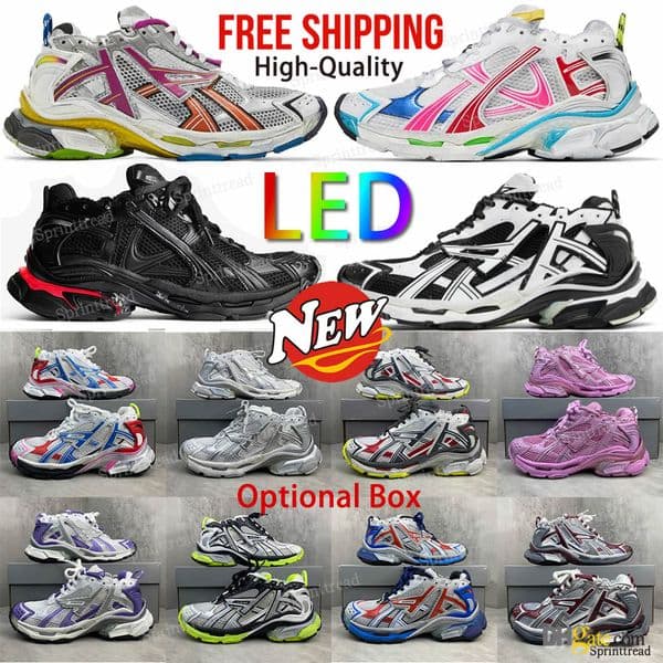 Free Shipping 2027 Designer shoes Track sneakers 7.0 LED for women casual sport shoe White Black Green Pink Grey Platform Wmns Runner sneaker 3.0 men trainers
