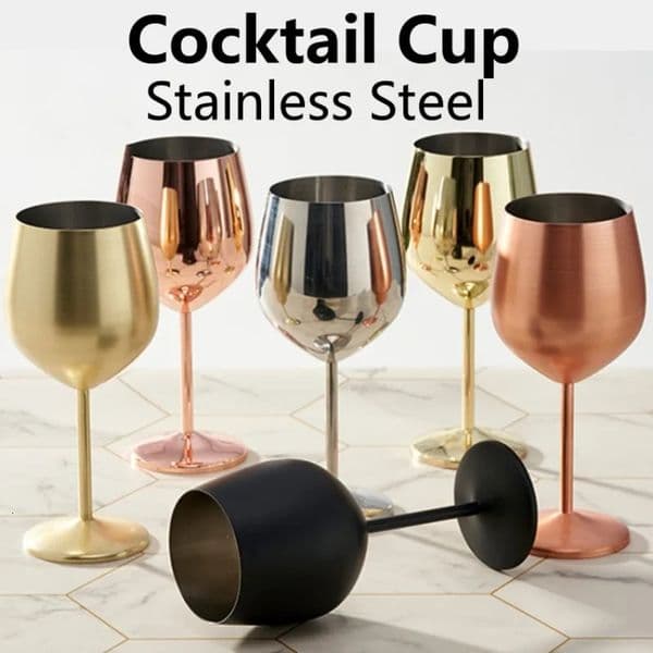 Cocktail Glass Nordic Stainless Steel Durable Tall Champagne Outdoor Metal Red Juice Wine Creative Cup for Bar Party and Home 260324