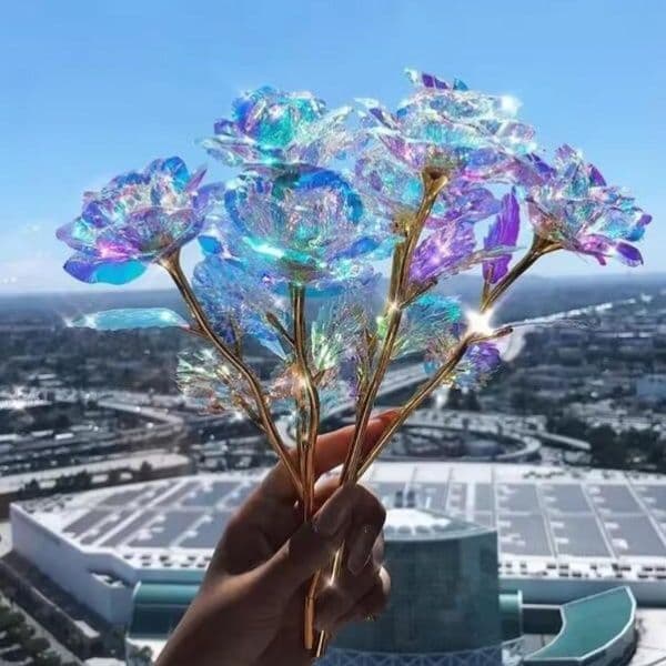 18cm 24k Golden Rose Flower Valentine Day Gift Artificial Roses Foil Rose Flowers Party Wedding Decoration Holiday Present