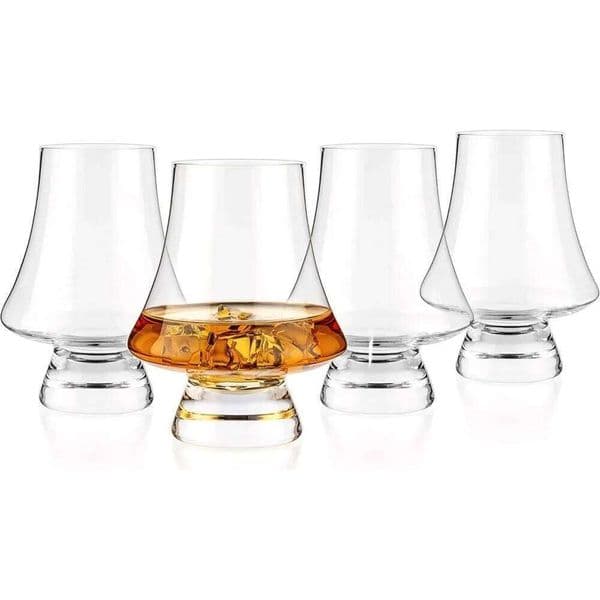 Whiskey Crystal Set, 4 Pack Tasting 9 Ounces Clear Lead Free Wine Glass Bar Party Wedding Drinking Glassware 26H0324