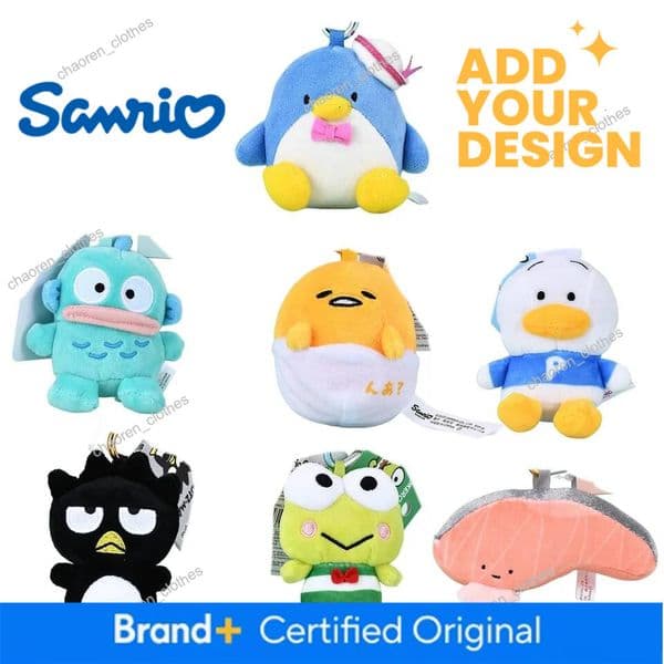 Kawaii Sanrios Sam Gudetama Ahiru no Pekkle Plush Doll Keychain Hangyodon keyring My Melody Stuffed Backpack Pendant