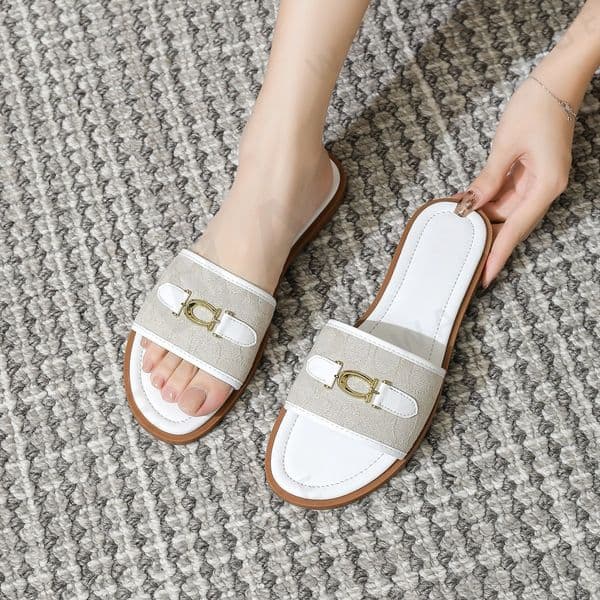 2026 New Summer Women's Roman Style Slide Sandals, Casual Non-Slip Flat Beach Shoes, Simple All-Match Outdoor Slip-On Slippers -3