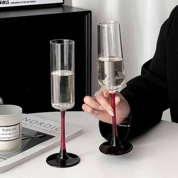 European Style Lever Champagne Home Premium Feeling Creative Red Highball Glass High-grade Wine Set 26H0324