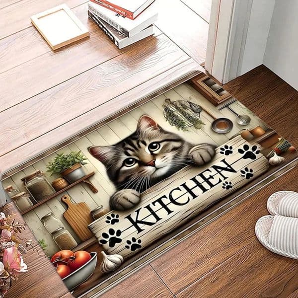 006 Designer Kitten Cute Cat Kitchen Doormat h Floor Mat Rug Carpet For Entryway Antislip Home Decor Accessory Halloween Gift 260306