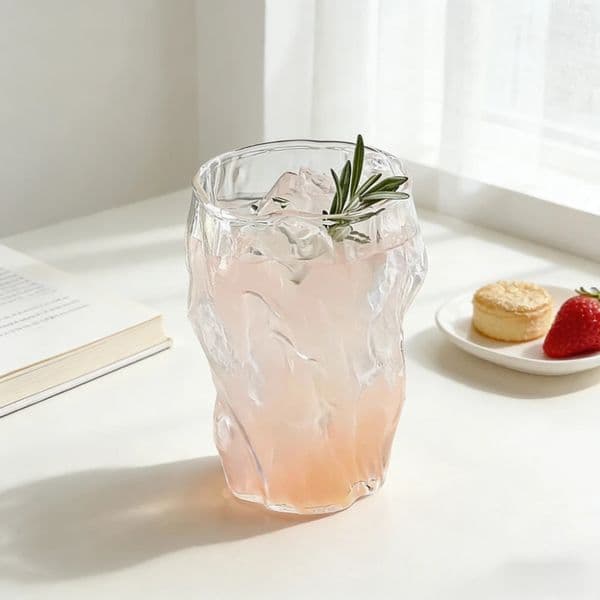 Wrinkled Cup Without Handle Simple High Borosilicate Glass Cup Bar High Temperature Resistant Coffee Juice Beverage Cocktail Cup 260324
