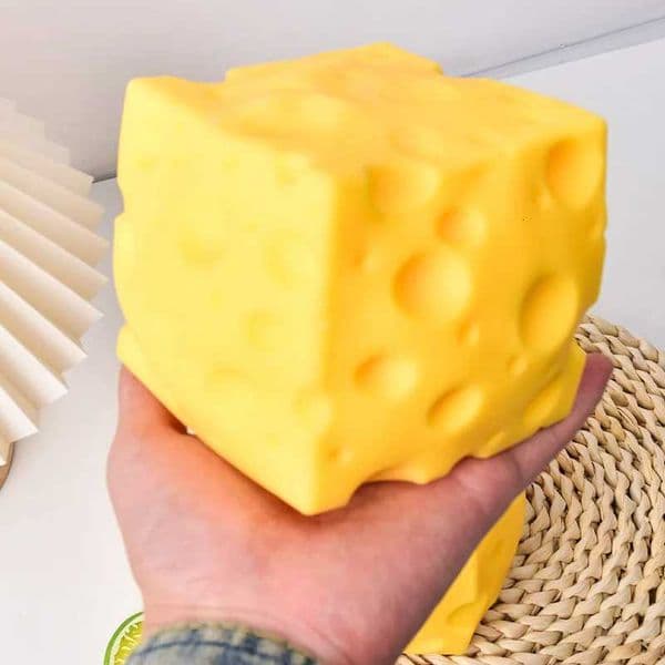 Jumbo Cheese Stress Ball Big Cheese Cube Squishy Soft Shapeable Squeeze Ball Non-Bounce Fidget Toy ASMR Sensory Anti-Stress Gift C260325 C260327