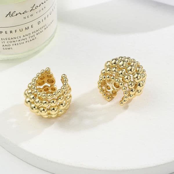 BenS C shape Ear cuffs for women big small beads clip on earring Hip Hop style No Pierced earrings Fashion jewelry wholesale E47 260324