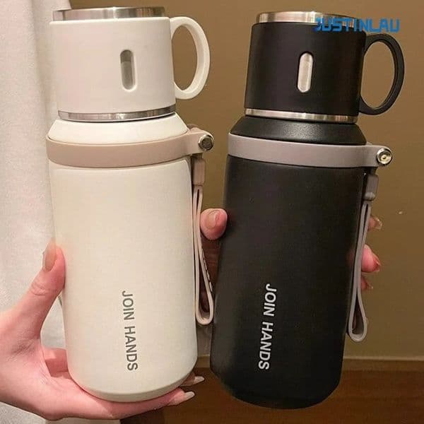 2026 New JUSTINLAU Spot Goods 600800Ml Thermos Cup Vacuum Flasks With Tea Strainer Stainless Steel Portable Travel Thermal Water Bottles