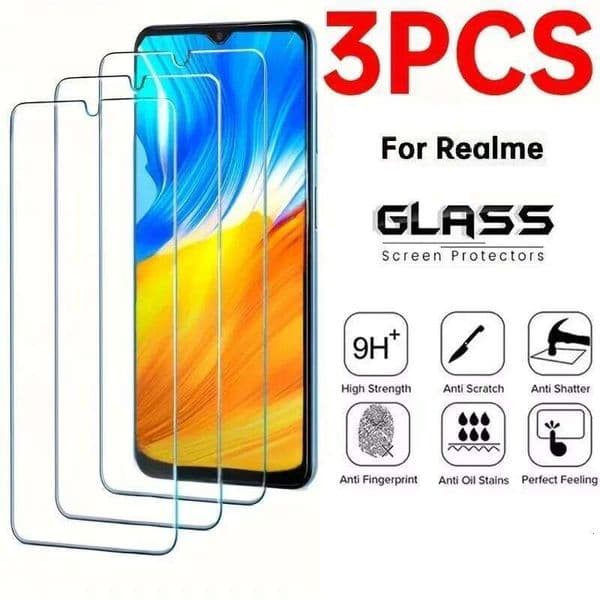 3PCS Tempered Glass Realme C67 4G 5G C2s C3i C11 C21 C20A C33S C25Y C30 Screen Protector For C51 C53 C55 C65 C15 C12 C35 26L0325