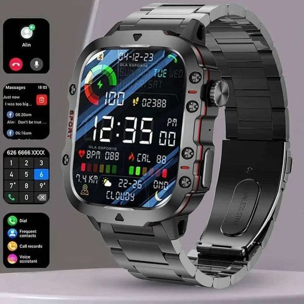 New Military Smart Watch Men Ip68 5Atm Outdoor Sports Fitness Tracker Health Monitoring 1.81Inch Bluetooth Calls Smartwatch