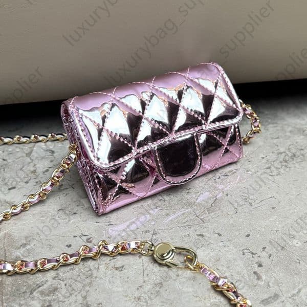 Designer Bags For Women Lacquer Leather Small Square Bag Chain Shoulder Bag Crossbody Bag Luxury Bag Handbag Sac De Luxe Bolso De Diseno Metal Buckle Plain Color