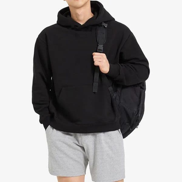 American Retro Hooded Sweater Mens Autumn and Winter Solid Color Simple Sports Leisure Jumper Hoodie 260313