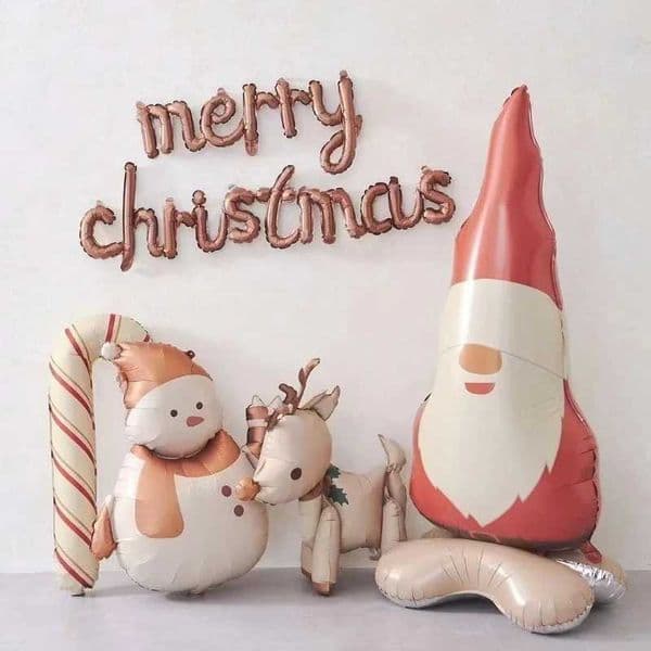 New Matte Christmas Series Aluminum Film Balloons Standing Santa Claus Cane Snowman Elk Ballons Merry Christmas Decorations S25128