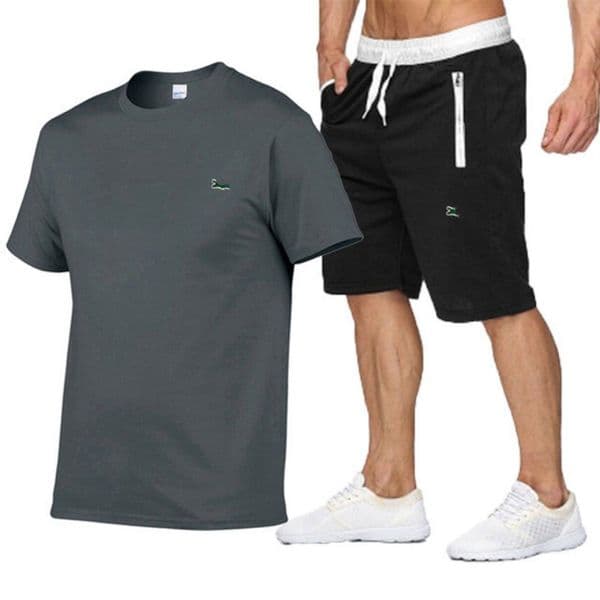 Sports Suit Men Summer Quick-Dry Running T-Shirt Short Sleeve Shorts Half Sleeve Clothing Asian Size