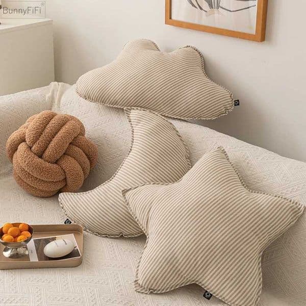 Pillow Cloud Star Knot Sugar Decoration Moon Shape Cushion Stripe Soft for Kids Room Party Sofa Chair Car H260325