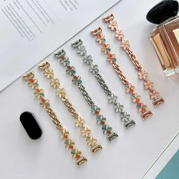 Smartwatch Straps for Mi Band 8 9 10 five Petd Flowers Bracelet for Mi Band 8Pro 9Pro Wristband Redmi Watch 4 5 Metal Correas C260325