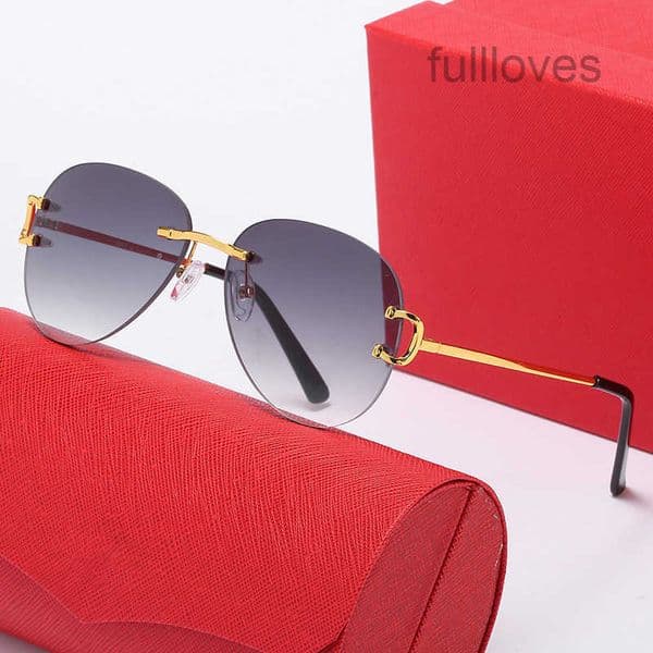 Mens Designer Sunglasses Women Goggle Oversized Pilot Sunglasses Eyeglass Big Gold Silver Metal Frameless Brand Polarized Eyeglasses Sunglass Luxury Glasses