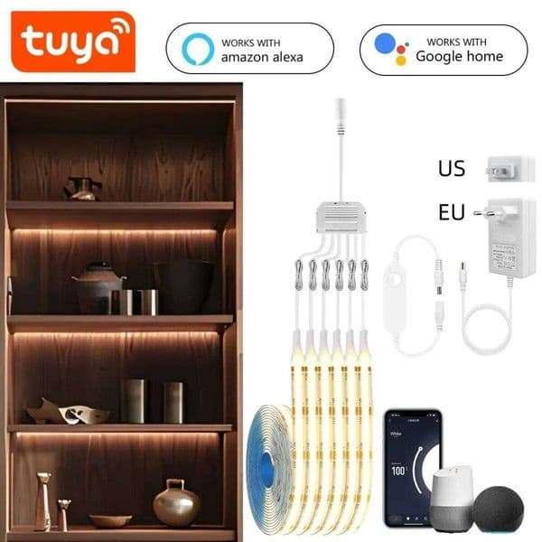 TUYA Smart COB LED Group Lighting Set 1-6PCS Work With Alexa Echo Plus Google Assistant APP Voice Control For Cabinet Showcase 26L0325