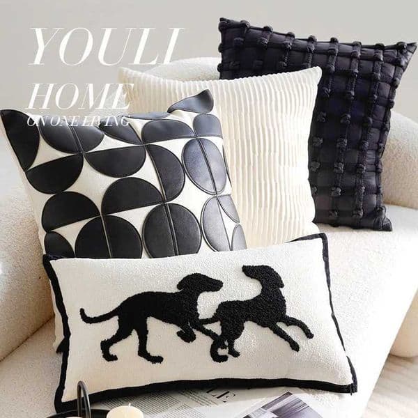30x50/45x45CM French Retro Throw Cover Black Luxury Stamping Waist Cushion Cover Decor Home Decorative case 2025 L260524VWDT
