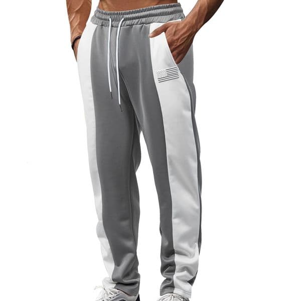 Essential Pants Men's Casual Sports Loose Fit Waistband Jogging Quick-dry Patchwork Color-block Long Pants