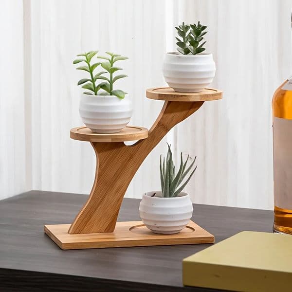 1pc 2Tier Bamboo StandBamboo Shelf for HomeOffice Compact nPerfect Home and Office Desktop Balcony Decor 260325BJ