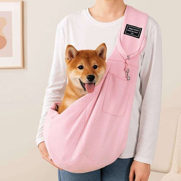 Polyester Shoulder Bag Large Capacity Breathable Crossbody Pet Carrier with Safety Harness Comfortable 26W0325