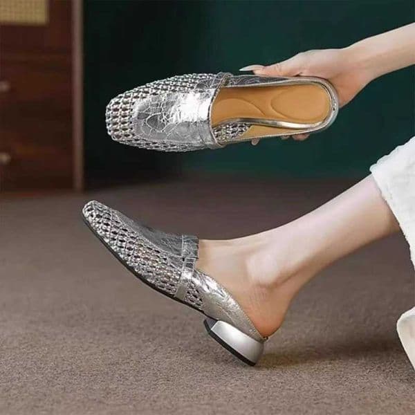 2025 New Cut Outs Women Slippers Weaving Genuine Leather Fashion Slip on Mules Female Shoes Summer Casual Daily Shoes Z260325