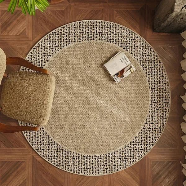 VIKAMA Loop Pile y Circle Velvet Round Chair Carpet Bedroom Waterproof Quiet Lounge Bed Blanket Home Decor 260325