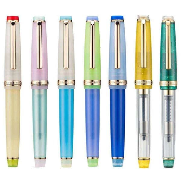 Jinhao 82 Fountain Customized Mixed Macaron Color Acrylic EF/F/M/Bent Nib Golden Trim with Converter Writing Pen 26Y0325